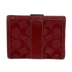 COACH(コーチ) 2つ折り財布 シグネチャー柄 ボルドー がま口 レザー