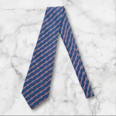 エルメス ネクタイ ブルー シルク100％ ベルト柄