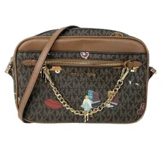MICHAEL KORS(マイケルコース) ショルダーバッグ - ダークブラウン×黒×マルチ チェーン着脱可 レザー