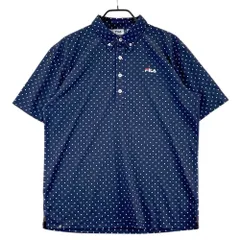 サイズ：LL FILA GOLF フィラゴルフ  半袖ポロシャツ ボタンダウン ドット柄 ネイビー系 [240101618127] ゴルフウェア メンズ ストスト