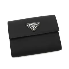プラダ トライアングルロゴ テスート / サフィアーノ 二つ折り財布 ブラック