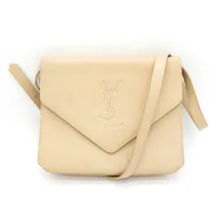 イヴ サンローラン YSLロゴ レザー ショルダーバッグ ベージュ