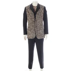コムデギャルソンオムプリュス AD2009 ウール ハラコ 切替 ストライプ レオパード テーラードジャケット 長袖トップス パンツ 3ピース セットアップ PD-T003 P021 J035  ブラック系 M L【中古】
