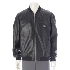 プラダ RE-NYLON レザー  トライアングルロゴ リバーシブル テーラードジャケット UPW280 ブラック 50【中古】