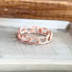 太編み(鎖編み)リング /ピンクゴールド
