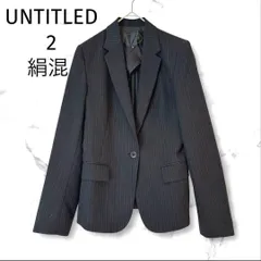 【UNTITLED】 テーラードジャケット　シルク混　ストライプ柄　日本製　2 黒　オフィス　スーツ　a-900