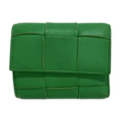 BOTTEGA VENETA(ボッテガヴェネタ) 3つ折り財布 カセット グリーン レザー