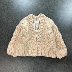 Sea Room lynn シールームリン カーディガン ケーブル チェーン ニット セーター 内側チェック柄 ベージュ レディース 003111018