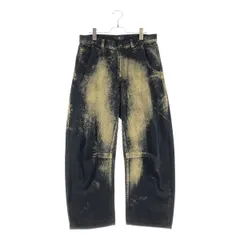 Y's.... / ワイズビー | WIDE LEG GUSSETED DENIM PANTS デニム パンツ | 1 | ブラック/イエロー系 | レディース