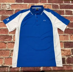 [美品］OAKLEY/オークリー ゴルフウェア メンズLサイズ ブルー×ホワイト