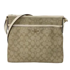 COACH(コーチ) ショルダーバッグ シグネチャーファイルバッグ F58297 グレーベージュ×アイボリー レザー