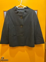 A【A31-13】◇ 23区　サイズ44 ノーカラージャケット　黒色　レディース