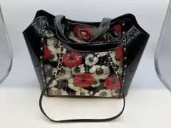 ANNA SUI／ハンドバッグ／2way／ビニール／ブラック／花柄