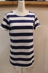 ●THE NORTH FACE/ザ・ノース・フェイス NTW11570 S/S Print Border Tee レディース トップス ネイビー×ホワイト SIZE:L●