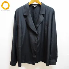 #a レリアン Leilian シャツ・ブラウス 9 黒 オープンカラー 無地 レディース [958222] k01