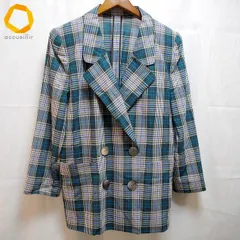 #a レリアン Leilian ジャケット 9 深緑 マルチ チェック ウール 毛 100% タグ付き 美品 レディース [960195] k01