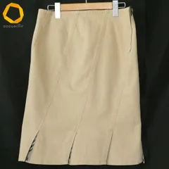 #a バーバリー BURBERRY スカート 42 ベージュ 斜め切替 スリット ノバチェック ストレッチ レディース [986512] k01