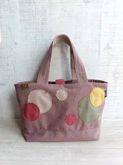 ヴィンテージ　ヴィンテージトートバッグ　帆布トートバッグ　ヴィンテージ帆布　カジュアルバック　レトロトートバッグ　ピンクトートバッグ　ドット柄トートバッグ　ハンドメイドトートバッグ　通勤バック　保育士バック