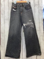 DIESEL ブラックデニム A06371 D-Rise 007f6 ダメージ加工 W26 L30表記 diesel industry denim division フレア バギー
