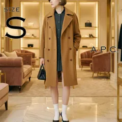 【極美品】A.P.Cアーペーセー ポーランド製 ウール混ダブルブレスト チェスターコート S キャメル【古着】【中古】【送料無料】