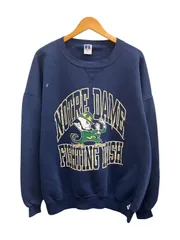 RUSSELL ATHLETIC (ラッセルアスレティック) カレッジスエット トレーナー USA製 80S 90S プリント 裏起毛 前V 古着 ビンテージ  NOTRE DAME ノートルダム大学 XXL ネイビー メンズ/199