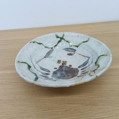 希少】合田好道 金海窯 赤絵オーバル鉢 中鉢 雨漏手 益子焼 民藝