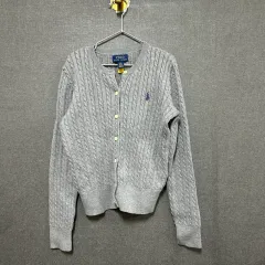 ポロ キッズ 8-10 ラルフローレン グレー ケーブル編み カーディガン
