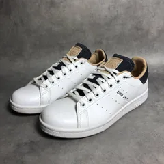 WQ1112●adidas：美品 STAN SMITH J ID7195 ●24.5● ホワイト/ネイビー/ベージュ スニーカースタンスミス ホワイト デニム スニーカー