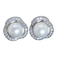 【数量限定】金属アレルギー対応 結婚式 プラチナメッキ 卒業式 プレゼント 入学式 御木本スタイル 大粒 可愛い S925 花パールピアス きらきら光る 冠婚葬祭 レディース パール ピアス ギフトボックスbox ANGEL 真珠直径9mm FREE