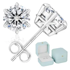 【人気商品】人工ダイヤモンド シンプル ピアス 普段使い レディース エレガント S925スターリングシルバー 人気 カラット 金属アレルギー対応 ピアス:計0.6-3.0 誕生日 モアサナイト ボックス付き KRKC シルバー/ゴールド/ブラック