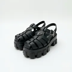 プラダ PRADA モノリス サンダル 靴 シューズ ラバー ブラック 黒 トライアングルロゴ