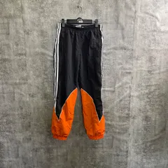 【Y-153】adidas トラックパンツ ジャージ ブラック×レッド 3ライン メンズM スポーツmix