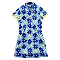 サイズ：2/M EFFICACE エフィカス  半袖ポロワンピース ワッペン 花 ストライプ柄 ブルー系 [240101624635] ゴルフウェア レディース ストスト