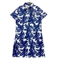 サイズ：M EFFICACE エフィカス  半袖ポロワンピース ワッペン 花 総柄 ネイビー系 [240101624637] ゴルフウェア レディース ストスト