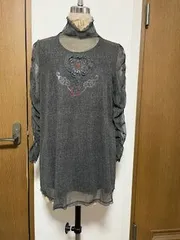 袖シャーリングTシャツ　グレー