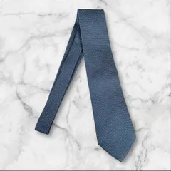 美品 HERMES エルメス ネクタイ ブルー 微総柄 シルク