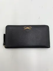 kate spade ケイトスペード PWRU5130 ラウンドファスナー リボンモチーフ 長 財布 黒 ■■ レディース