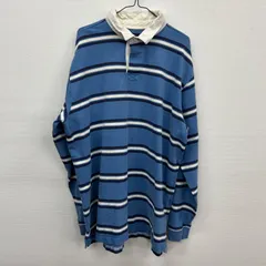 Y70 L.L.BEAN 長袖ラガーシャツ スウェット XL 水色 白 ボーダー エルエルビーン 古着卸 アメリカ仕入