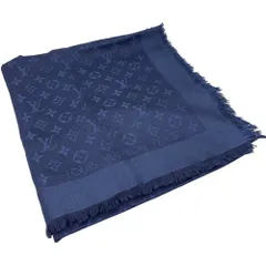 LOUIS VUITTON ルイヴィトン M72412 ストール ショール　モノグラム ブルーニュイ スカーフ モノグラム シルク ウール 大判 大判ストールネイビー ブルー 青 紺色 紺 レディース メンズ　女性用　男性用　 【ブランドギャラリー東心斎橋店】