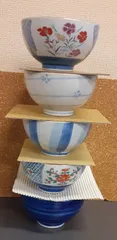 有田焼　絵変わり小丼五個セット　飯椀　大ぶりご飯茶碗のサムネイル
