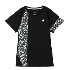 【新品】le coq sportif（ルコック）半袖シャツ Aile forme グラフィックゲームシャツ レディース 吸汗速乾/UV CUT(UPF50+)/遮熱/クーリング(効果)/消臭/JTA公認　ブラック　LN5FHT11L-BK00