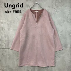 Ungrid アングリッド ピンク キーネック フェイクスウェード プルオーバー チュニック カットソー ワンピース 長袖 七分袖 Fサイズ フリーサイズ スエード ストレッチ トップス Vネック カジュアル ニュアンスカラー ★ ◇■のサムネイル