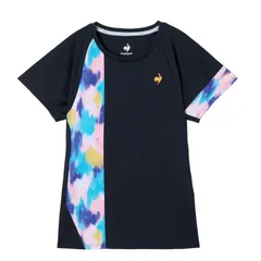 【新品】 le coq sportif（ルコック）半袖ティーシャツ Aile forme グラフィックゲームシャツ レディース 女性 吸汗速乾/UV CUT(UPF50+)/遮熱/クーリング(効果)/消臭/JTA公認　ネイビー　LN5FHT11L-NV0