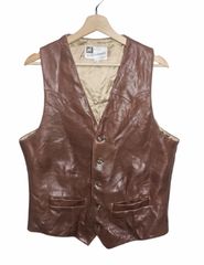 ⭐️希少⭐️リアルレザー ベスト キャメル 2XL〜3XL 本革 ヴィンテージ ジレ レザー ベスト（XL）ジレ Vネック シンプル ラム 羊革風 ヴィンテージ