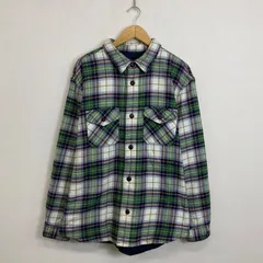 LANDS' END ランズエンド 中綿 シャツ ジャケット チェック柄 アウトドア 古着 長袖 メンズ XL グリーン系 B694のサムネイル
