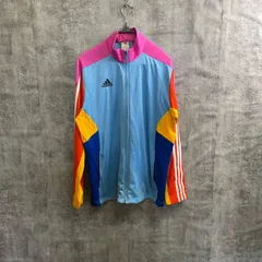 【Y-156】adidas トラックジャケット climacool 配色デザイン ブルー×レッド×イエロー スポーツ カジュアル 古着