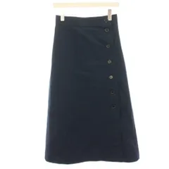 イエナ IENA ラップスカート 巻きスカート フレアスカート 36 紺 ネイビー ロング ミモレ フロントボタン 麻 リネン混 /HN