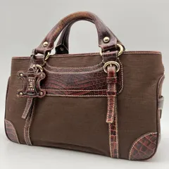 ✨希少✨CELINE　セリーヌ　ブギーバッグ　ハンドバッグ　キャンバス×クロコ型押し　596