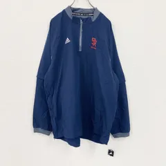 古着 used　adidas　アディダス　プルオーバージャケット　ハーフジップ　ワンポイント　紺　ネイビー　XLサイズ【値引き交渉OK！】
