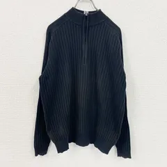 古着 used　00s　adidas　アディダス　コットンニットセーター　ヴィンテージ　ハーフジップ　黒　ブラック　Lサイズ【値引き交渉OK！】